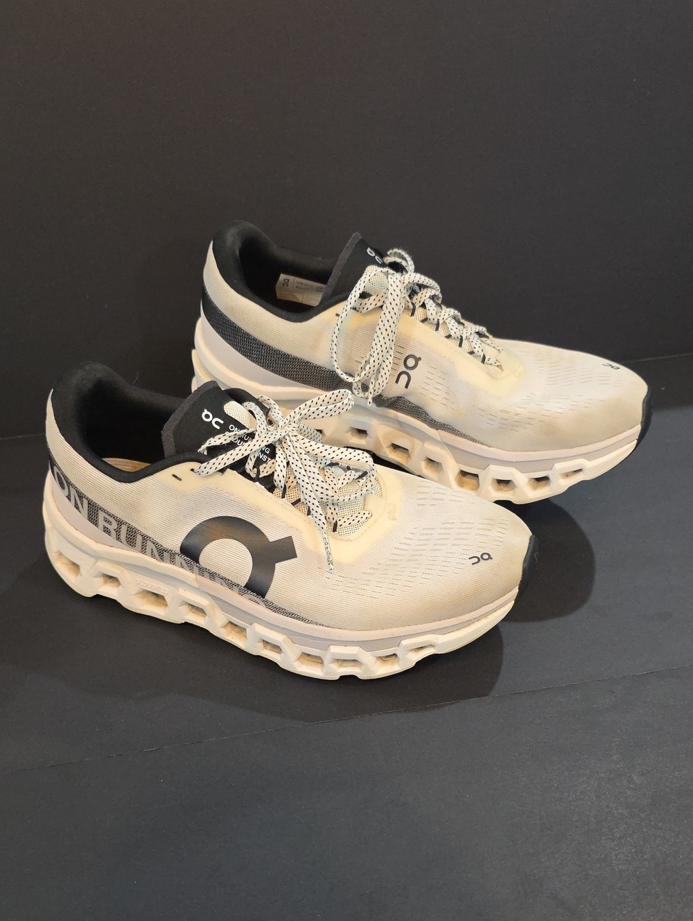 On Running CloudMonster Women's Athletic Shoes - Cream/Black Size 10